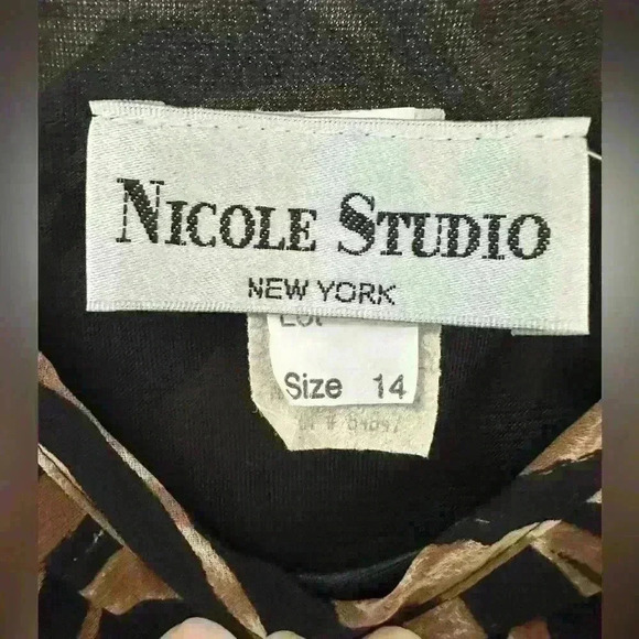 Nicole Studio New York Vintage Animal Print‎ Sheath Lined Layered Dress Sz 14 - Picture 2 of 9